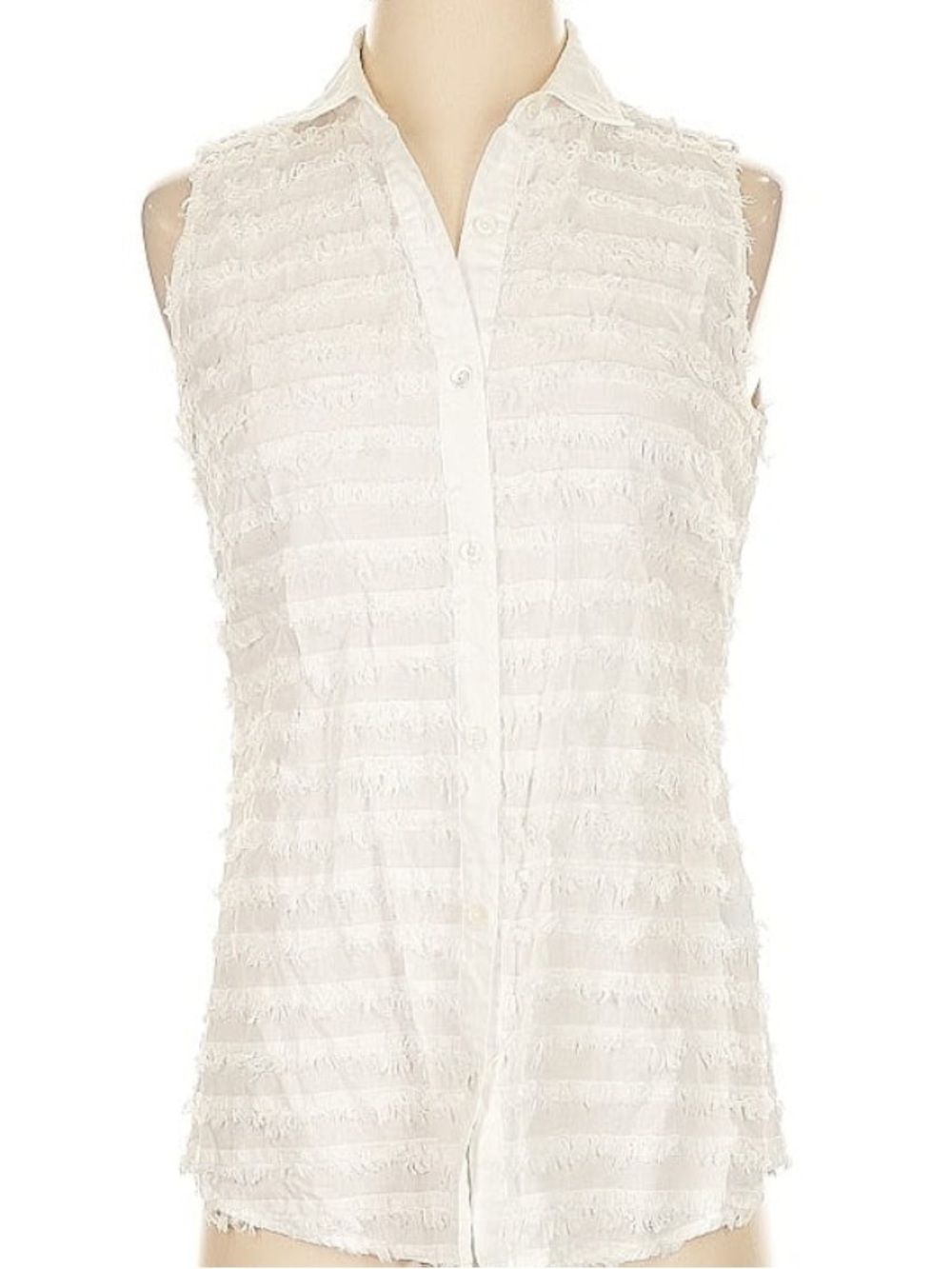 J. McLaughlin White Sleeveless Button-Down Top, XS